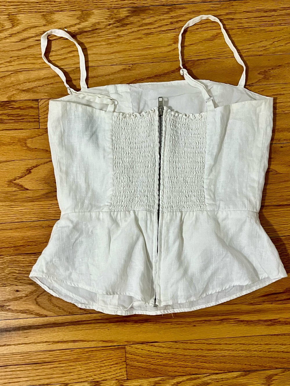 White Button-Front Linen-Blend Cami Top - Picture 4 of 7